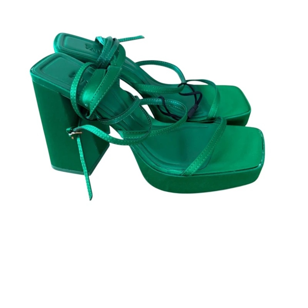 Zara Emerald Green Strappy Platform Heels